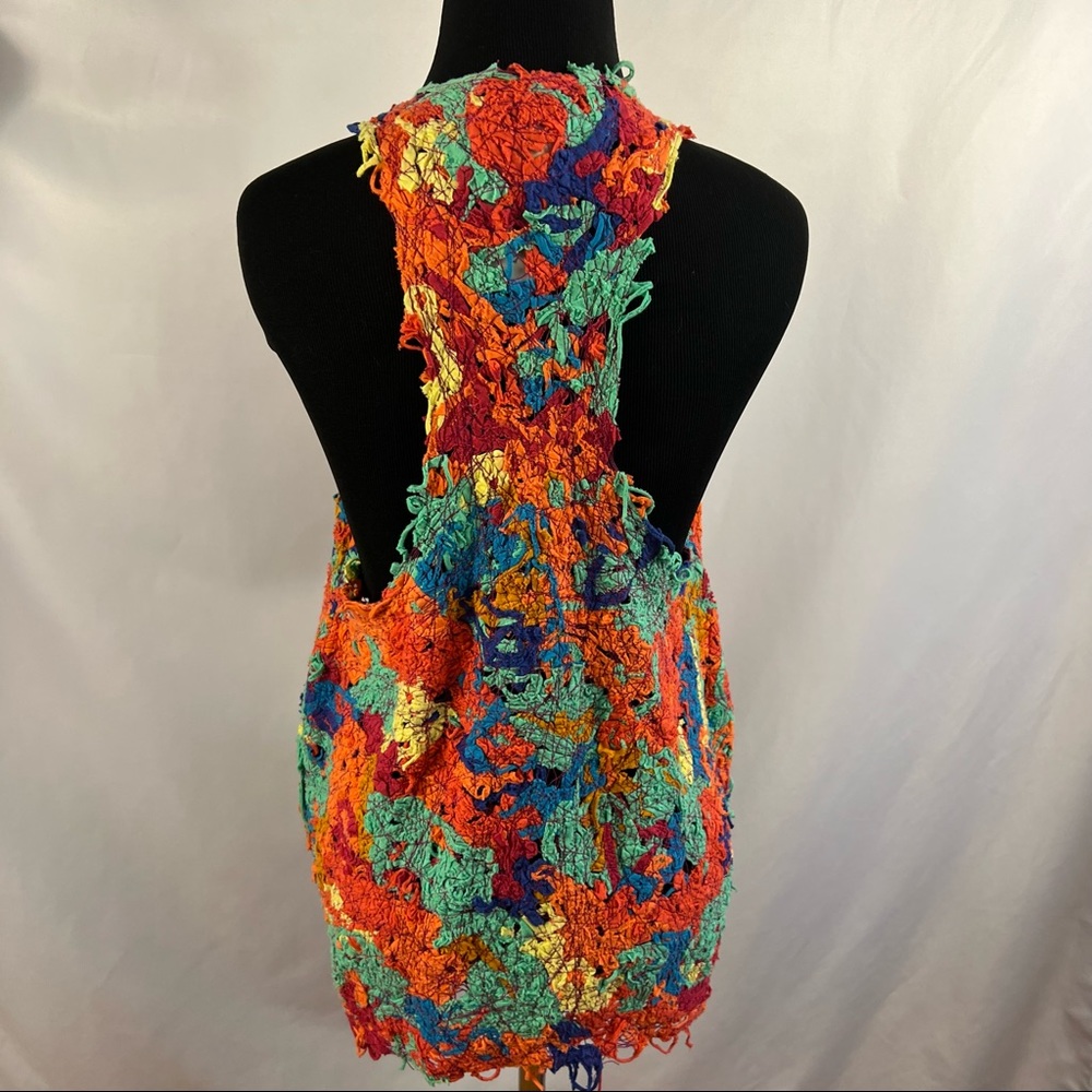 Pe De Chumbo Top Crochet Womens XS Colorful Pockets Racerback Tank Top Summer - Picture 3 of 5